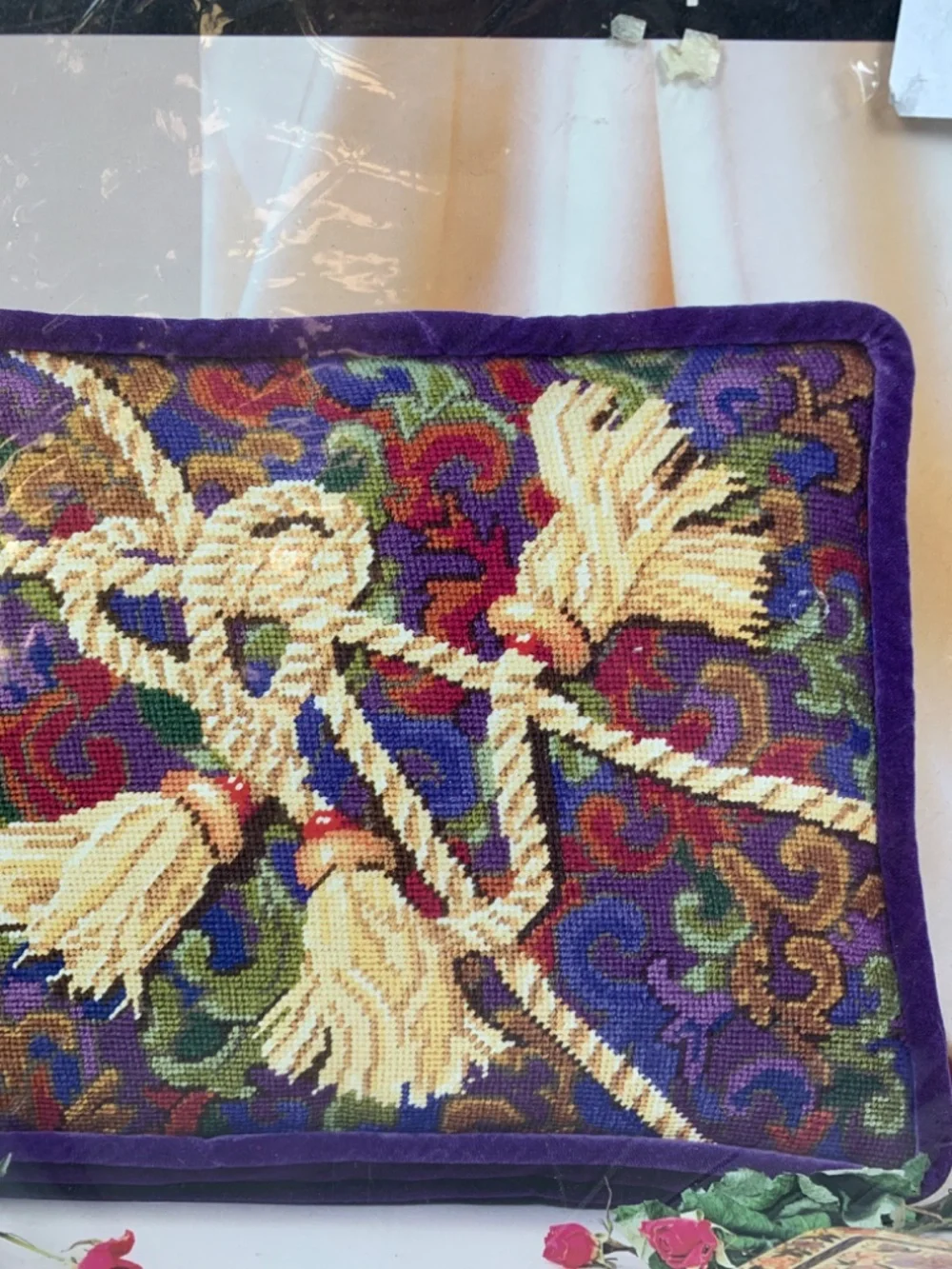 Bucilla Needlepoint Pillow Kit 4660 Silk Tassels 14